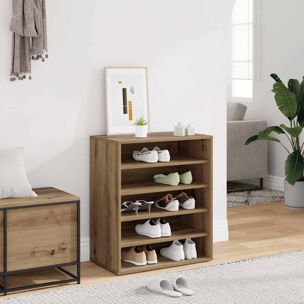 vidaXL Shoe Cabinet 60 x 35 x 70 cm Artisan Oak 5 shelves 1