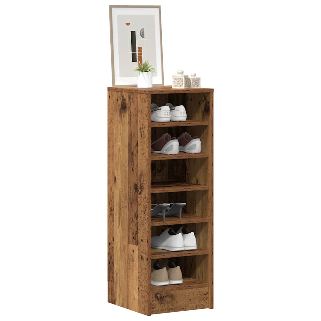 vidaXL Shoe Cabinet 32 x 35 x 92 cm Old Wood 6 shelves 3