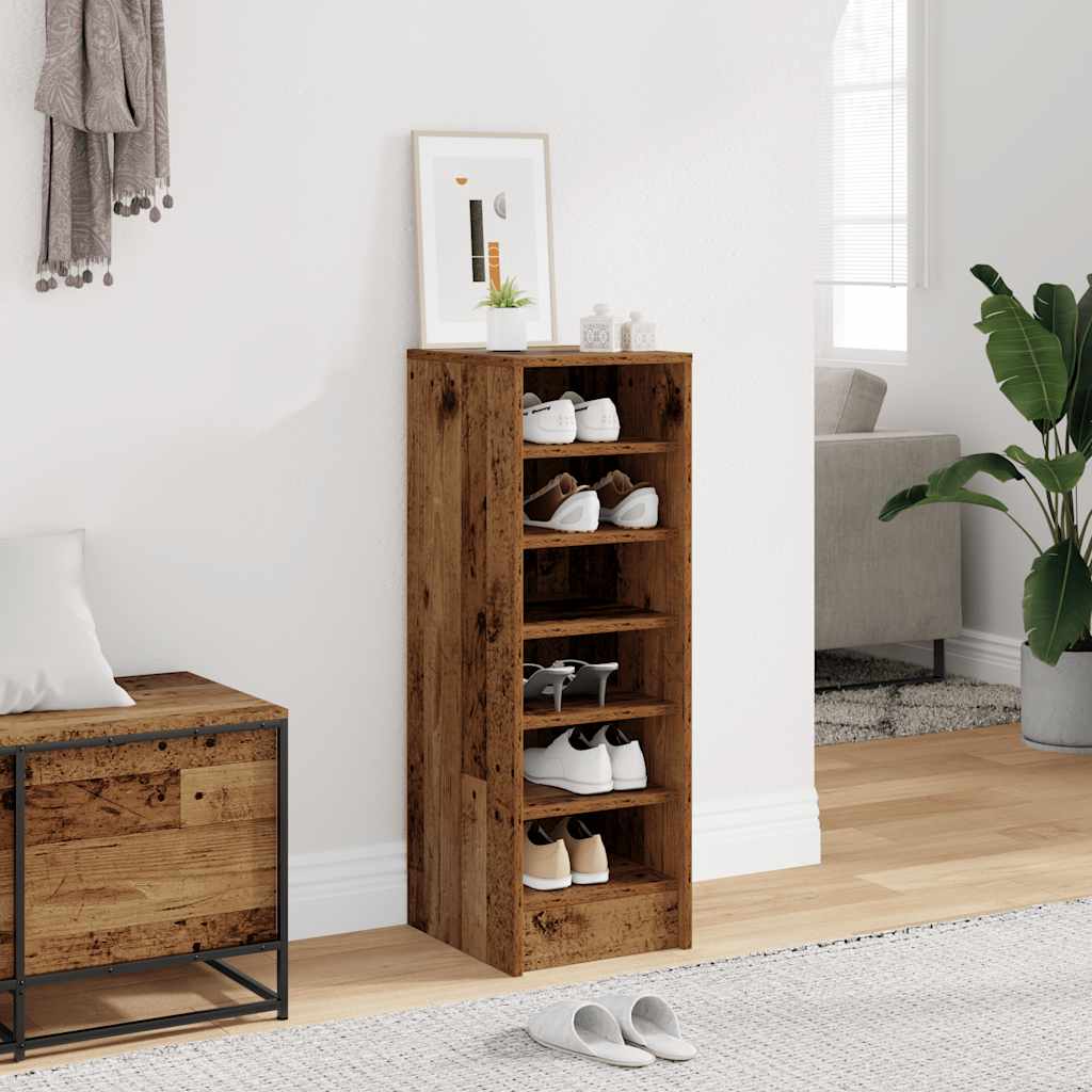 vidaXL Shoe Cabinet 32 x 35 x 92 cm Old Wood 6 shelves 1
