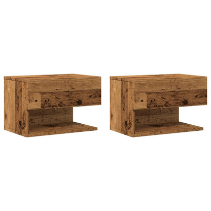 vidaXL Wall-mounted Bedside Cabinets 2 pcs Old Wood 2