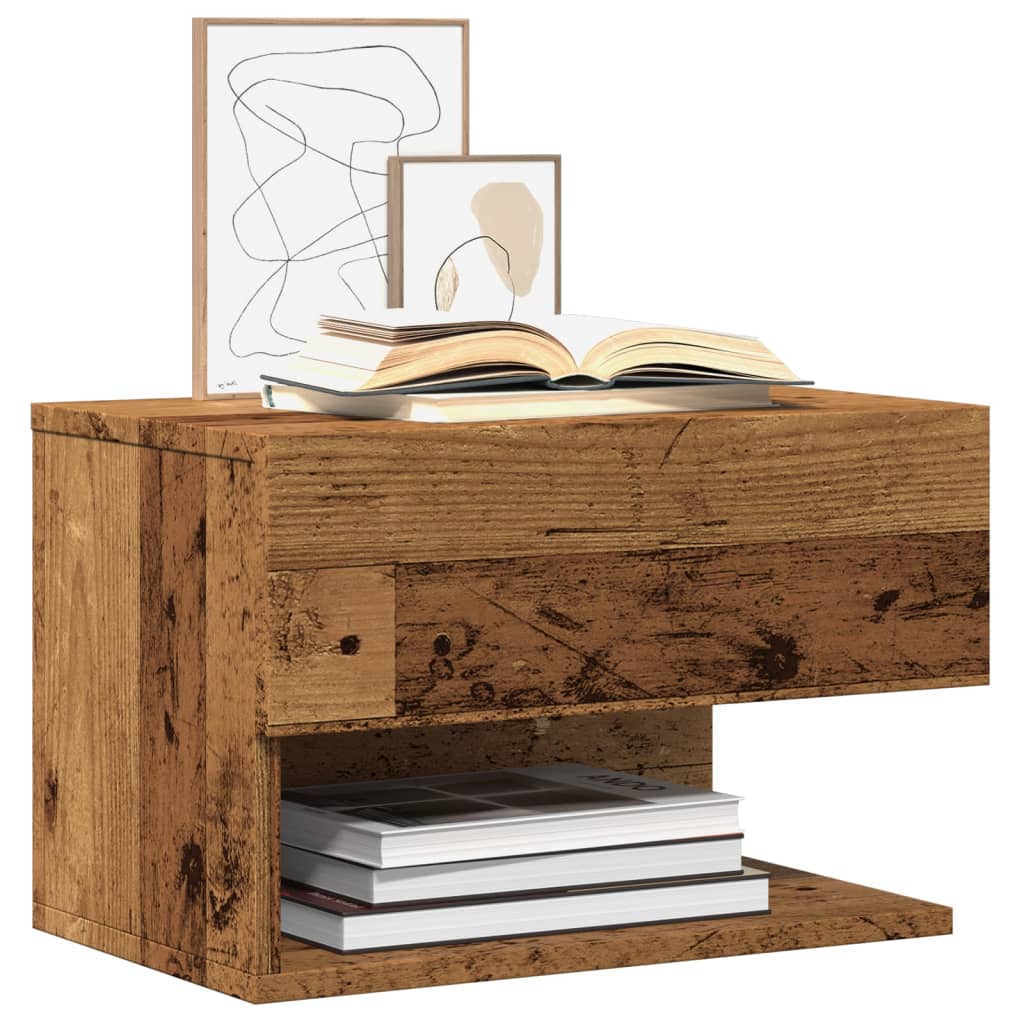 Wall-mounted Bedside Cabinets 2 Old wood