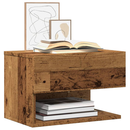 Wall-mounted Bedside Cabinets 2 Old wood