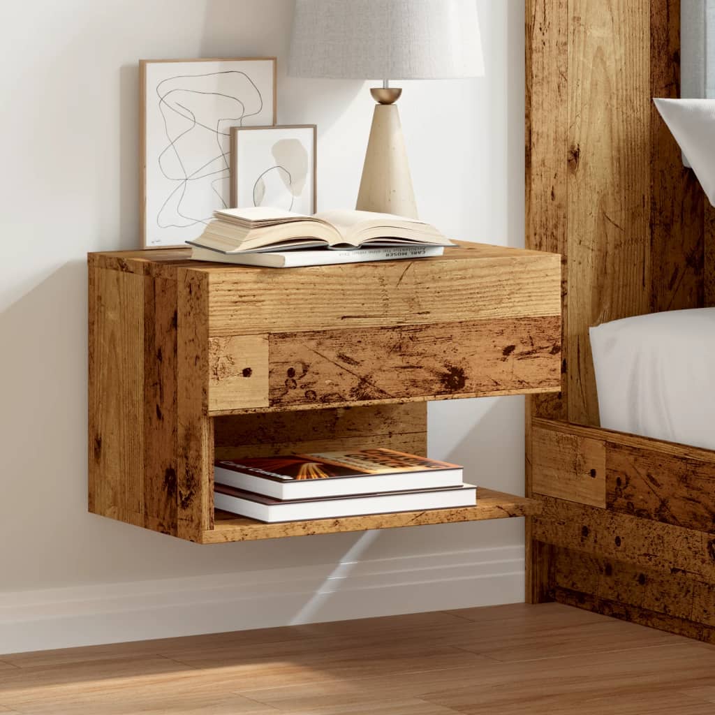 vidaXL Wall-mounted Bedside Cabinets 2 pcs Old Wood 1