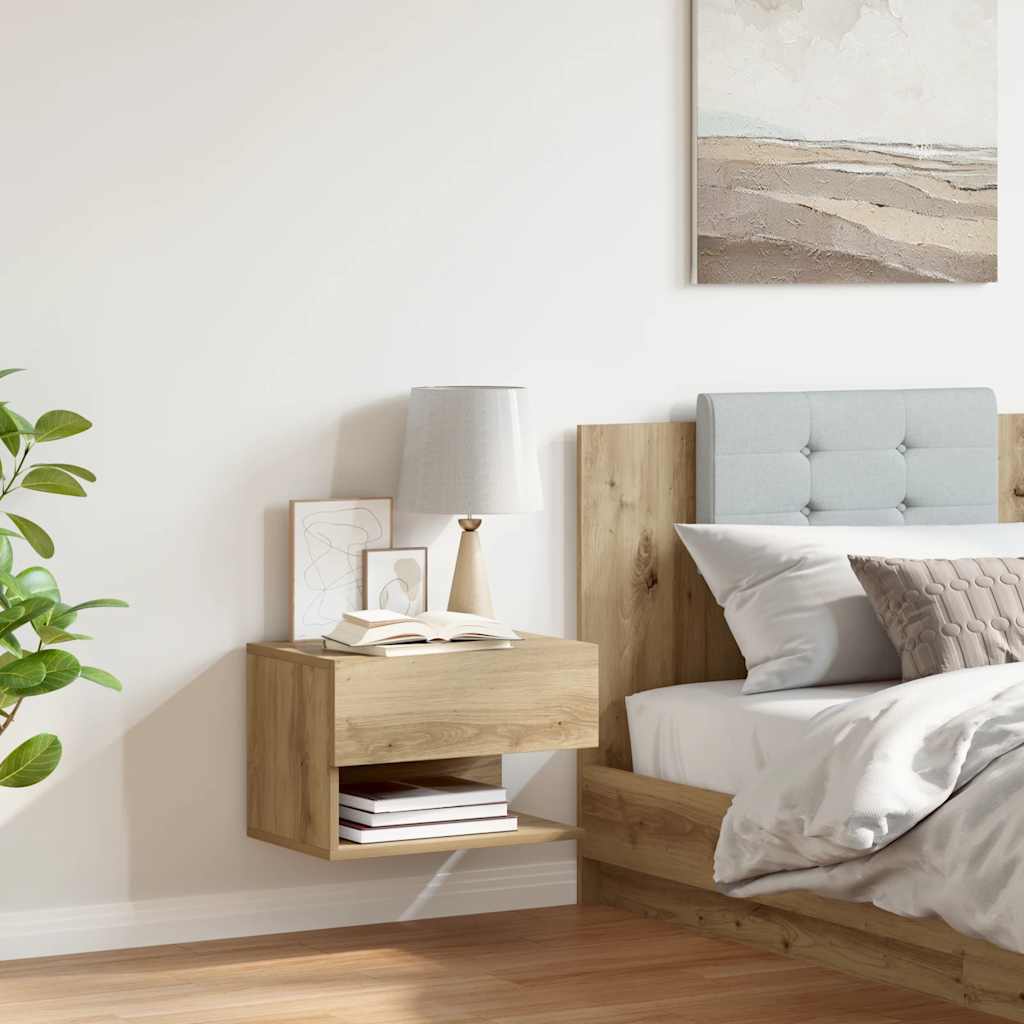 vidaXL Wall-mounted Bedside Cabinet Artisian Oak 3