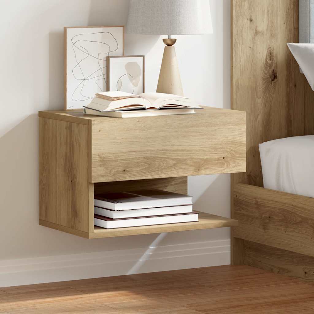 vidaXL Wall-mounted Bedside Cabinet Artisian Oak 1