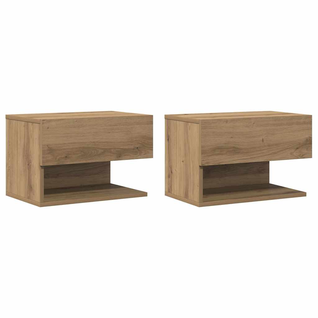 vidaXL Wall-mounted Bedside Cabinets 2 pcs Artisian Oak 2