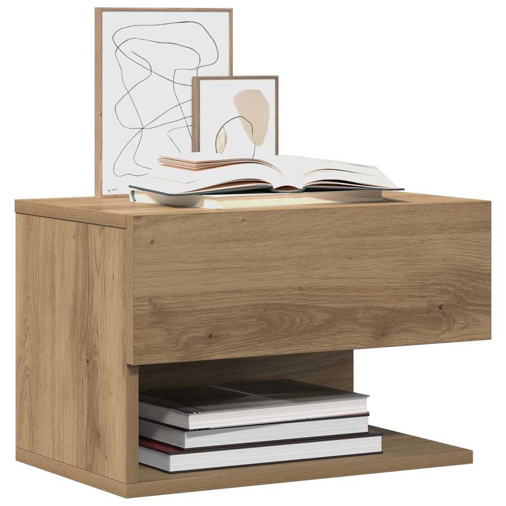 Wall-mounted Bedside Cabinets 2 Artisian oak