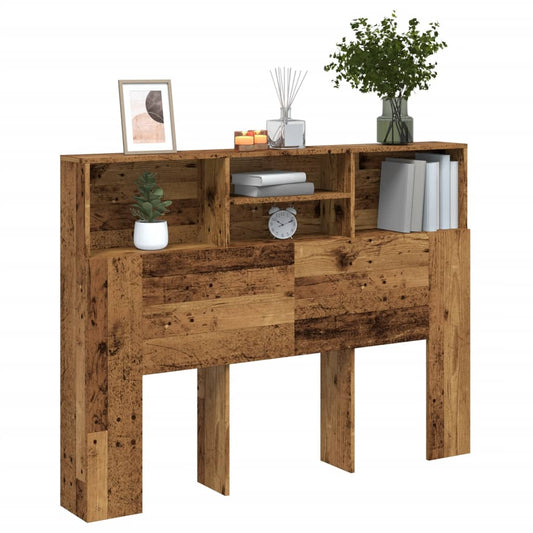 vidaXL Headboard Cabinet Old Wood with multiple shelves and a rustic wood finish