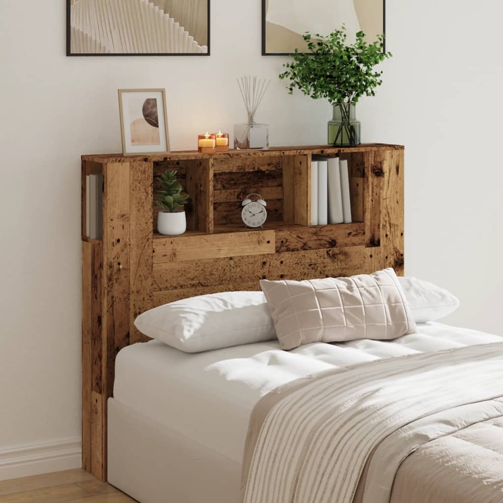 vidaXL Headboard Cabinet Old Wood 120x19x104.5 cm Engineered Wood 3