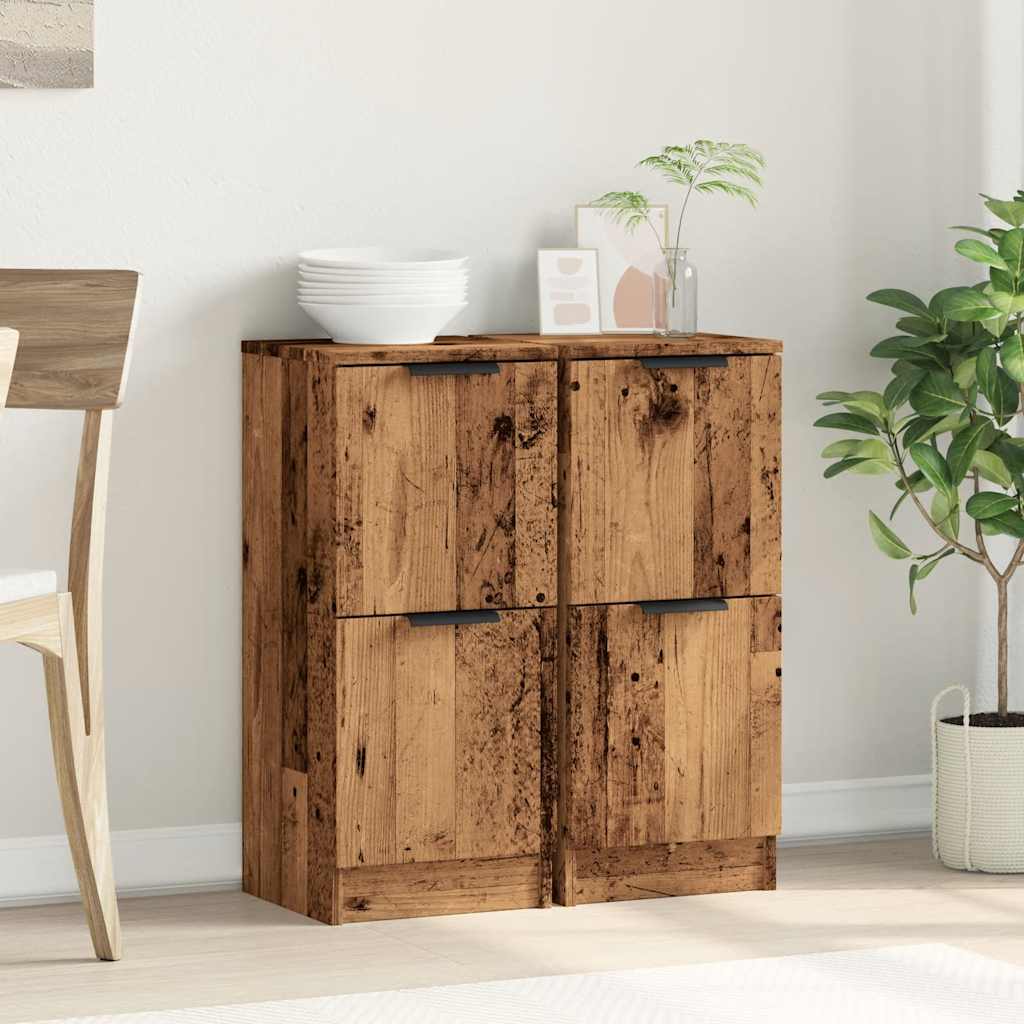 vidaXL Sideboards 2 pcs Old Wood 30x30x70 cm Engineered Wood 3