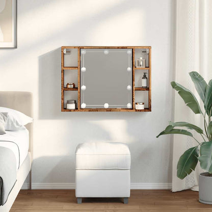 vidaXL Mirror Cabinet with LED Old Wood 76x15x55 cm Engineered Wood 3