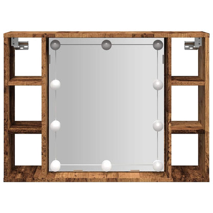 vidaXL Mirror Cabinet with LED Old Wood 76x15x55 cm Engineered Wood 5
