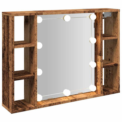 vidaXL Mirror Cabinet with LED Old Wood 76x15x55 cm Engineered Wood 6