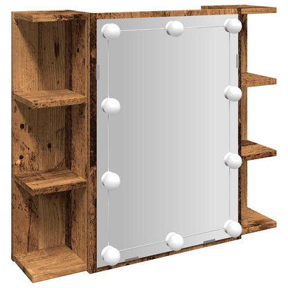 vidaXL Mirror Cabinet with LED Old Wood 70x16.5x60 cm 2