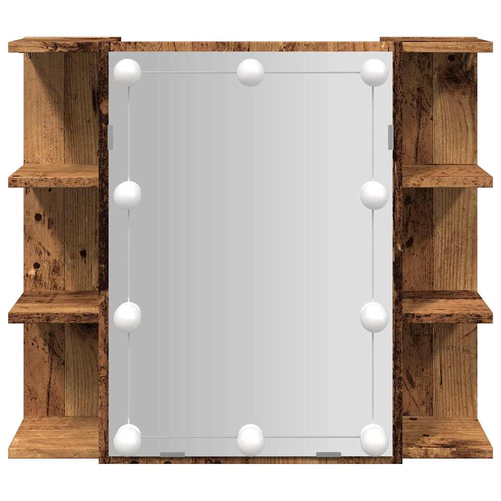 vidaXL Mirror Cabinet with LED Old Wood 70x16.5x60 cm 5