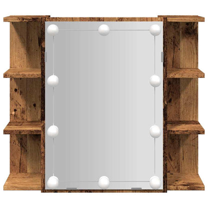 vidaXL Mirror Cabinet with LED Old Wood 70x16.5x60 cm 5