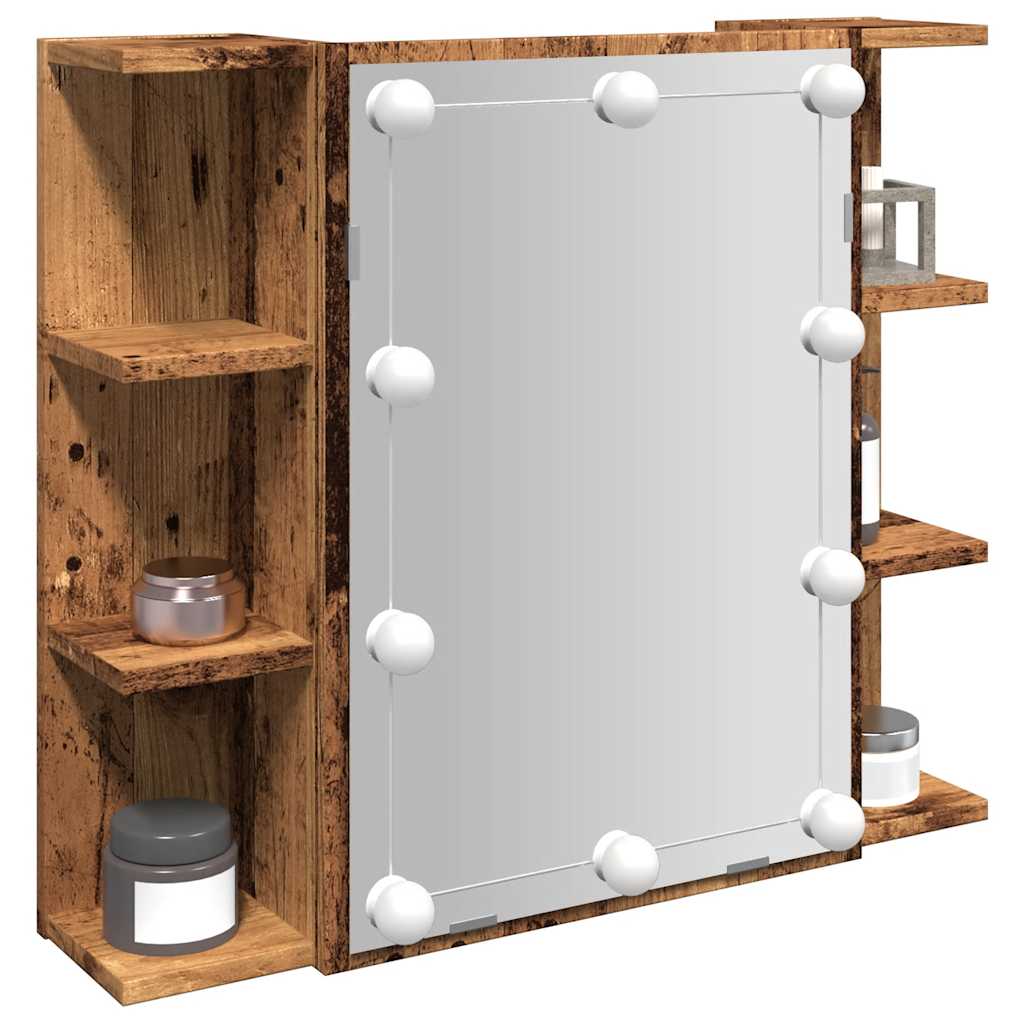 vidaXL Mirror Cabinet with LED Old Wood 70x16.5x60 cm 1
