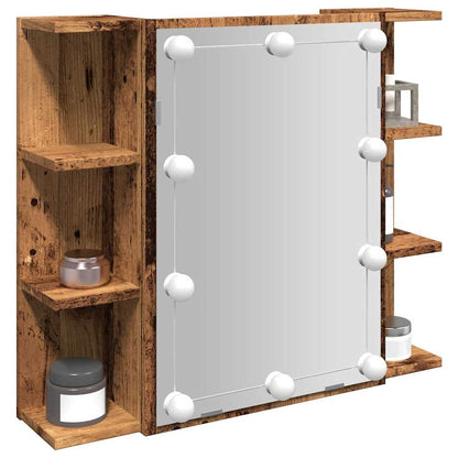 vidaXL Mirror Cabinet with LED Old Wood 70x16.5x60 cm 1