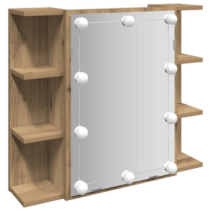 vidaXL Mirror Cabinet with LED Artisan Oak 70x16.5x60 cm 2