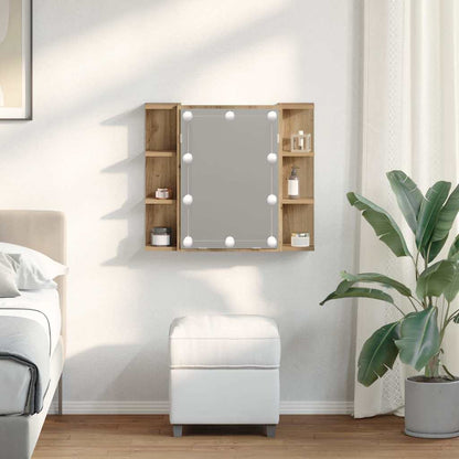 vidaXL Mirror Cabinet with LED Artisan Oak 70x16.5x60 cm 3