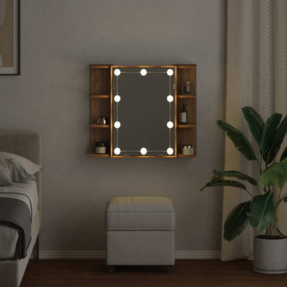 vidaXL Mirror Cabinet with LED Artisan Oak 70x16.5x60 cm 4