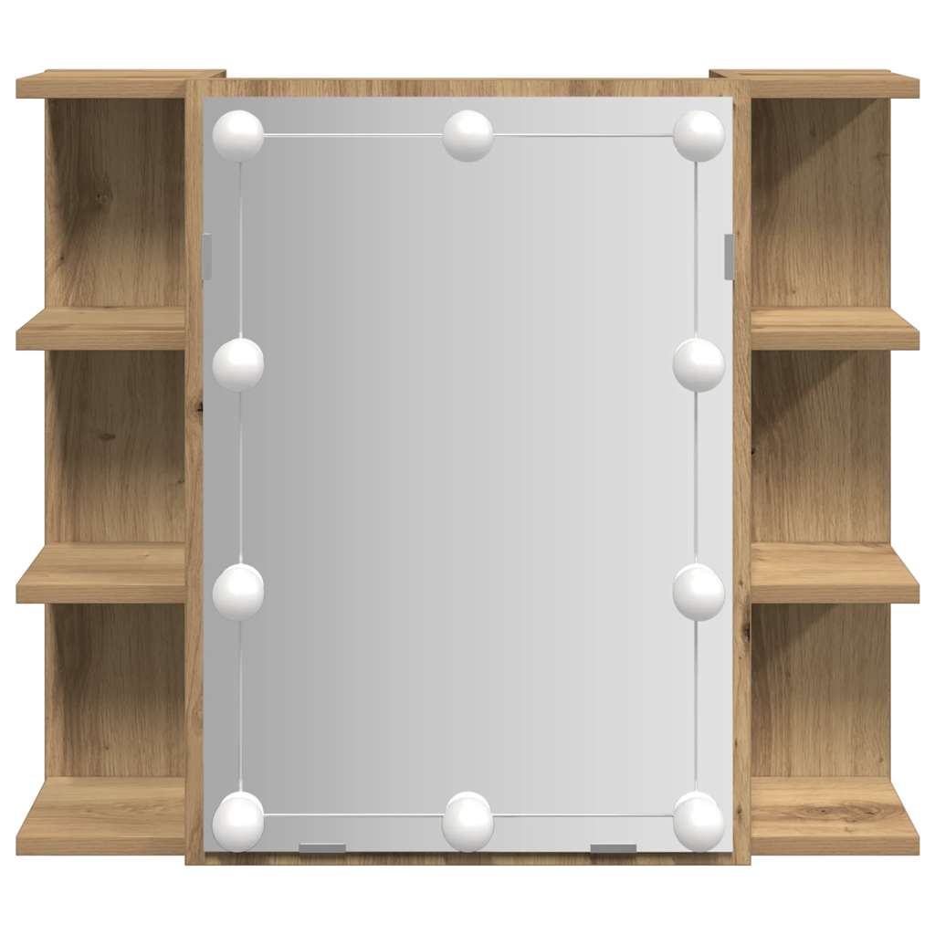 vidaXL Mirror Cabinet with LED Artisan Oak 70x16.5x60 cm 5
