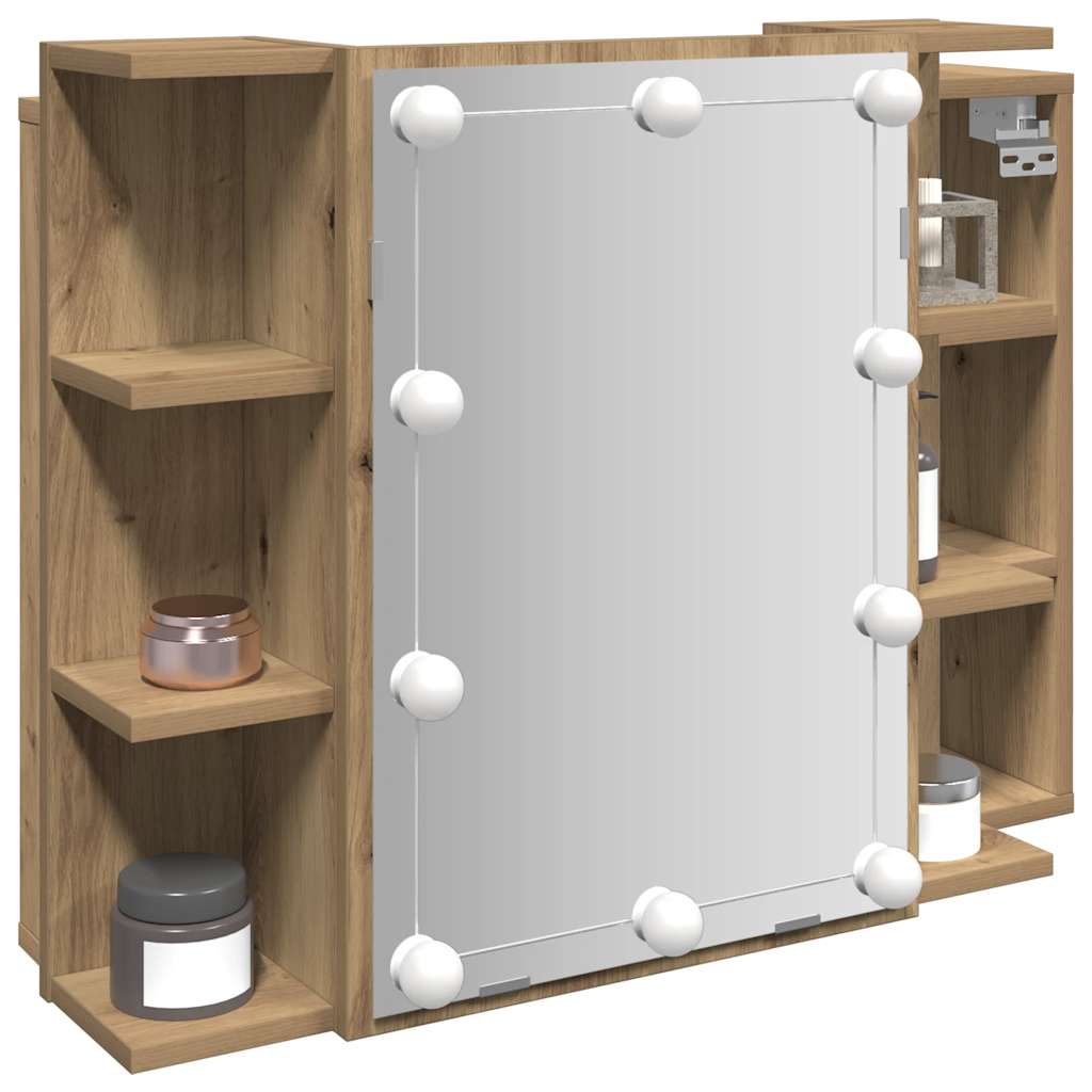 vidaXL Mirror Cabinet with LED Artisan Oak 70x16.5x60 cm 1