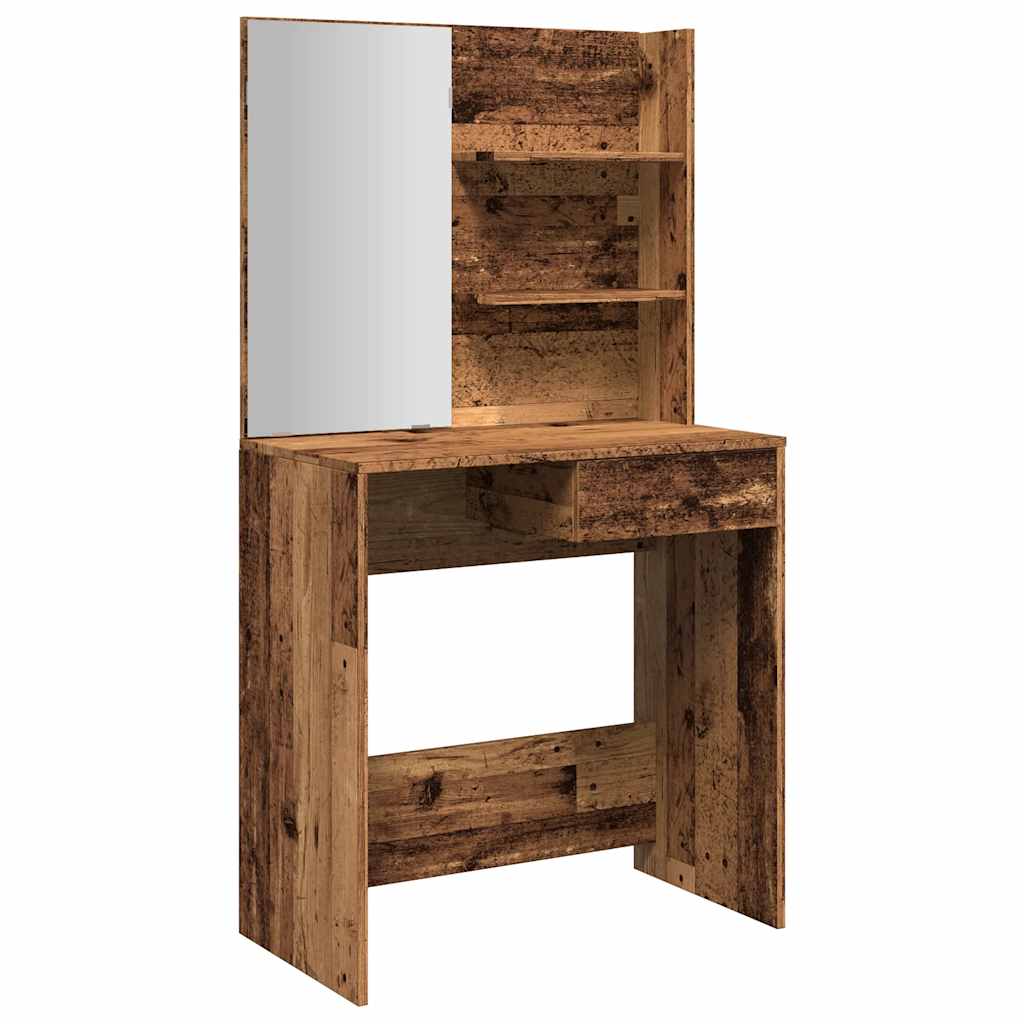 vidaXL Dressing Table with Mirror Old Wood 74.5x40x141 cm 2