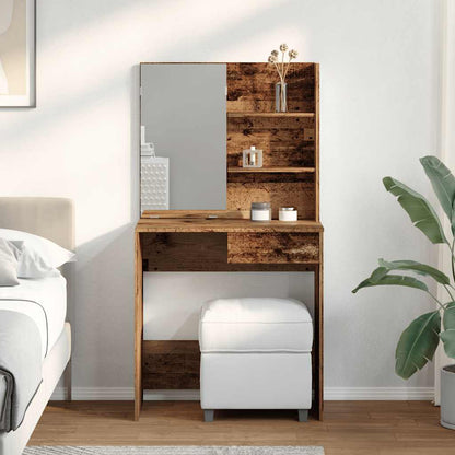 vidaXL Dressing Table with Mirror Old Wood 74.5x40x141 cm 3