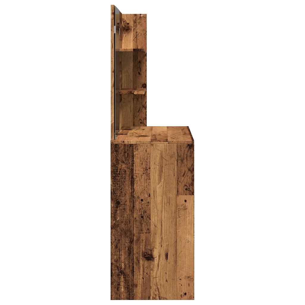 vidaXL Dressing Table with Mirror Old Wood 74.5x40x141 cm 5