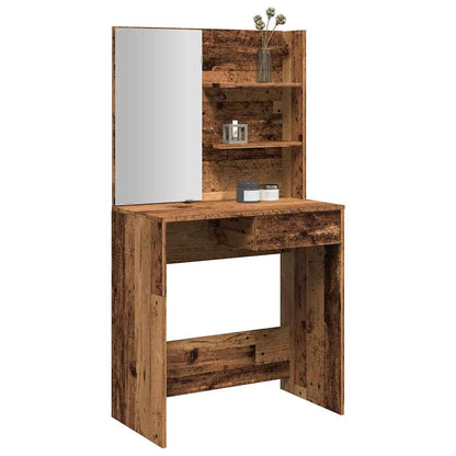 vidaXL Dressing Table with Mirror Old Wood 74.5x40x141 cm 1
