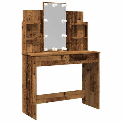 vidaXL Dressing Table with LED Lights Old Wood 96x40x142 cm 2