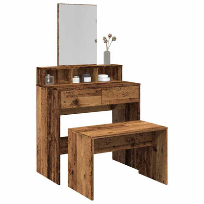 vidaXL Dressing Stool Old Wood 70x35x45 cm Engineered Wood 1