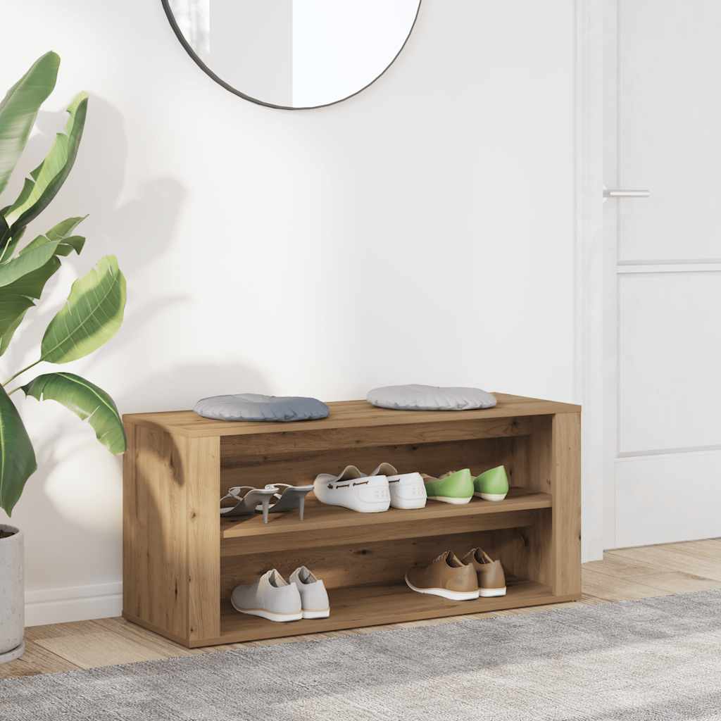 vidaXL Shoe Bench Artisan Oak 100x35x45 cm Engineered Wood 1