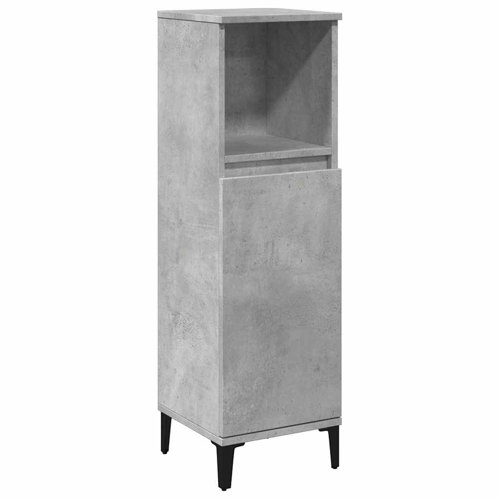 vidaXL Bathroom Cabinet Concrete Grey 30x30x100 cm Engineered Wood 2