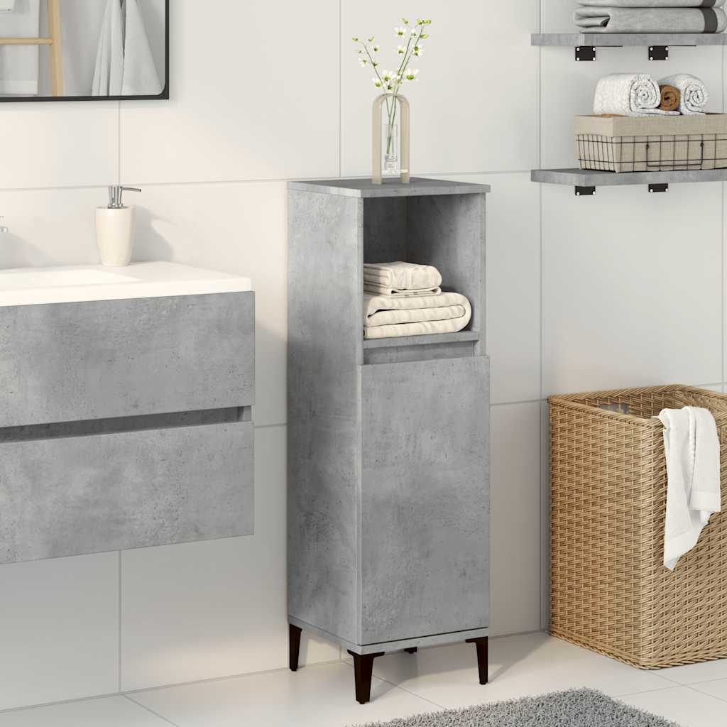 vidaXL Bathroom Cabinet Concrete Grey 30x30x100 cm Engineered Wood 3