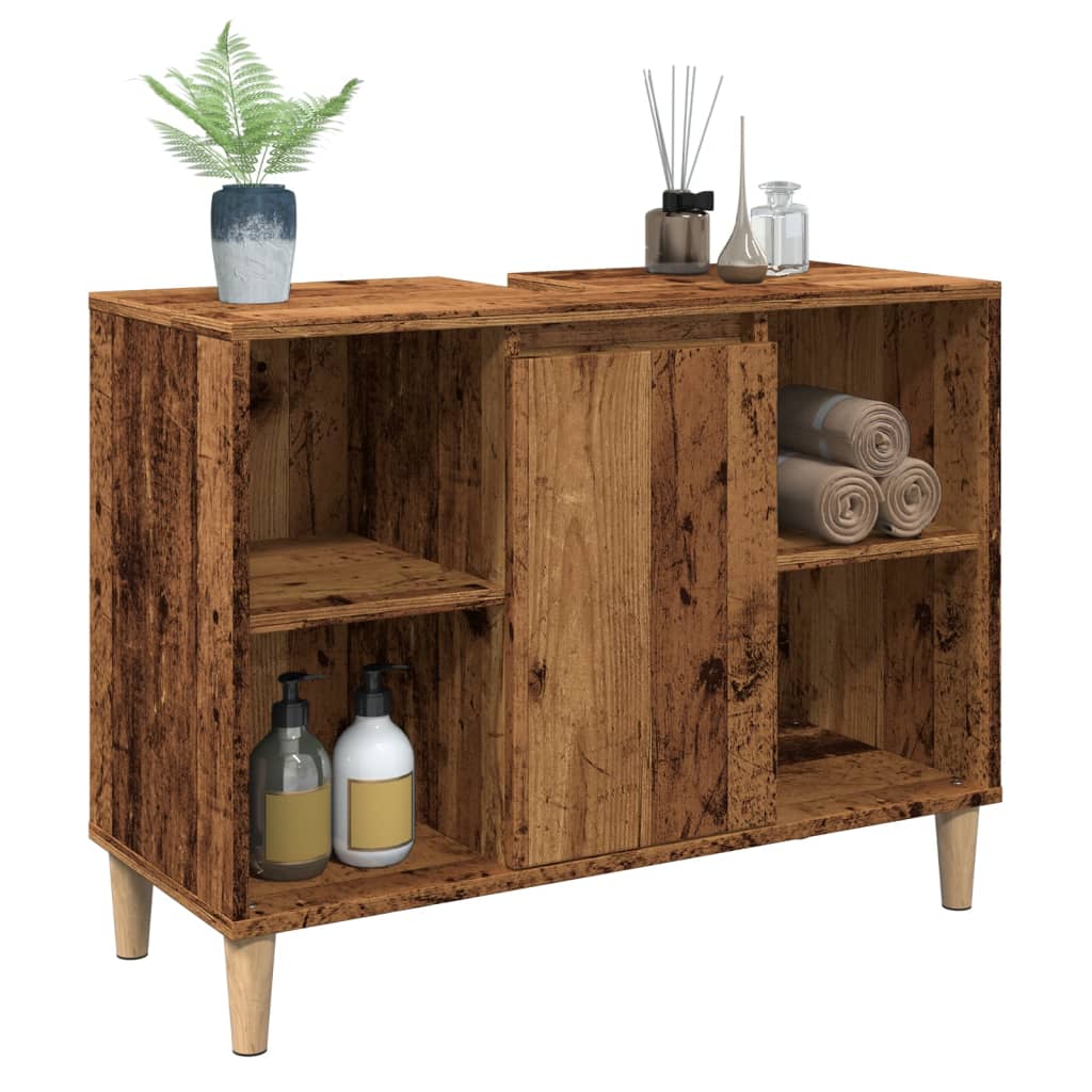 vidaXL Bathroom Cabinet Old Wood 80x33x60 cm Engineered Wood 4