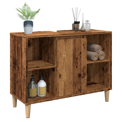 vidaXL Bathroom Cabinet Old Wood 80x33x60 cm Engineered Wood 4