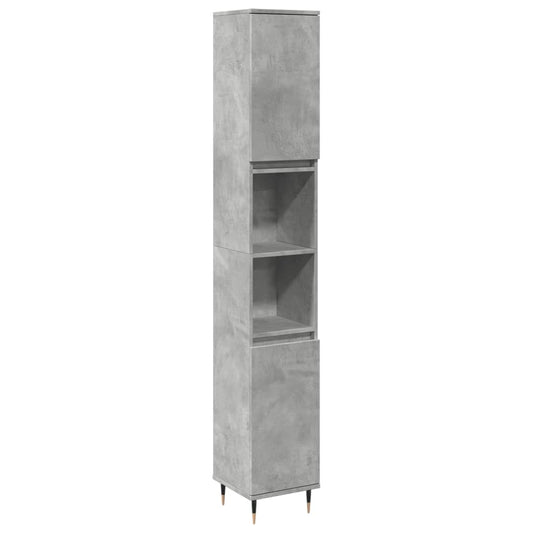 Bathroom Cabinet 30x30x190 cm Engineered Wood Concrete grey