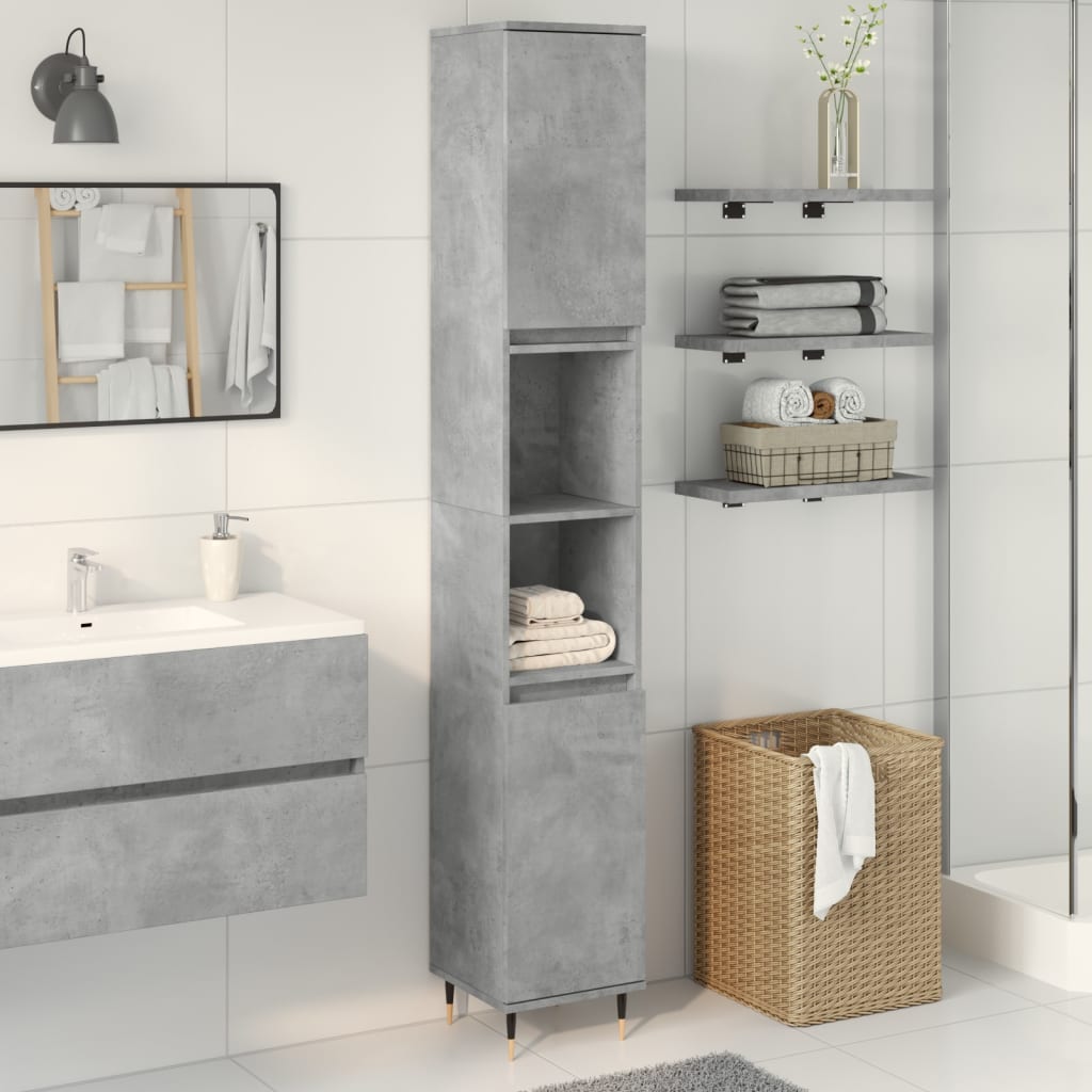 vidaXL Bathroom Cabinet Concrete Grey 30x30x190 cm Engineered Wood 1