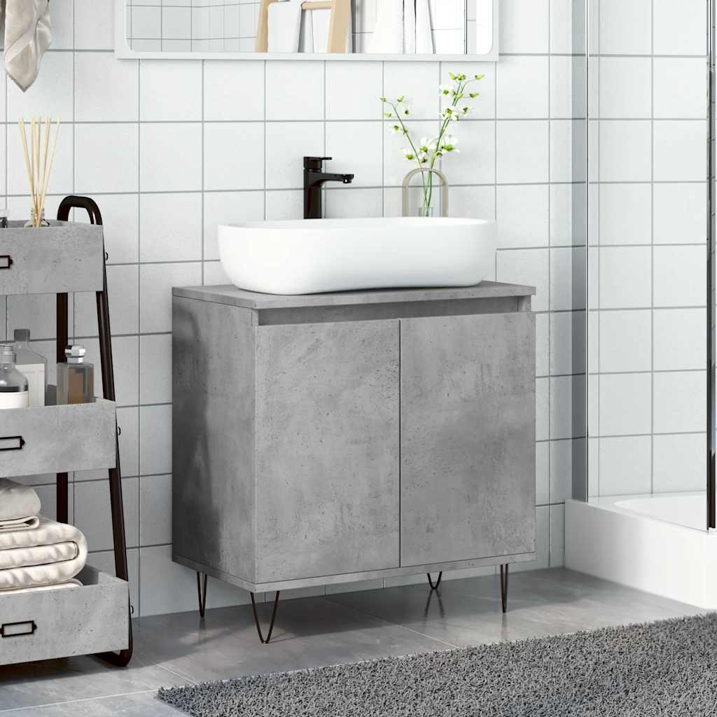 vidaXL Bathroom Cabinet Concrete Grey 58x33x60 cm Engineered Wood 3
