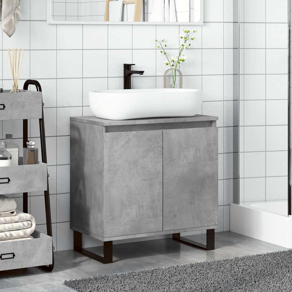 vidaXL Bathroom Cabinet Concrete Grey 58x33x60 cm Engineered Wood 3