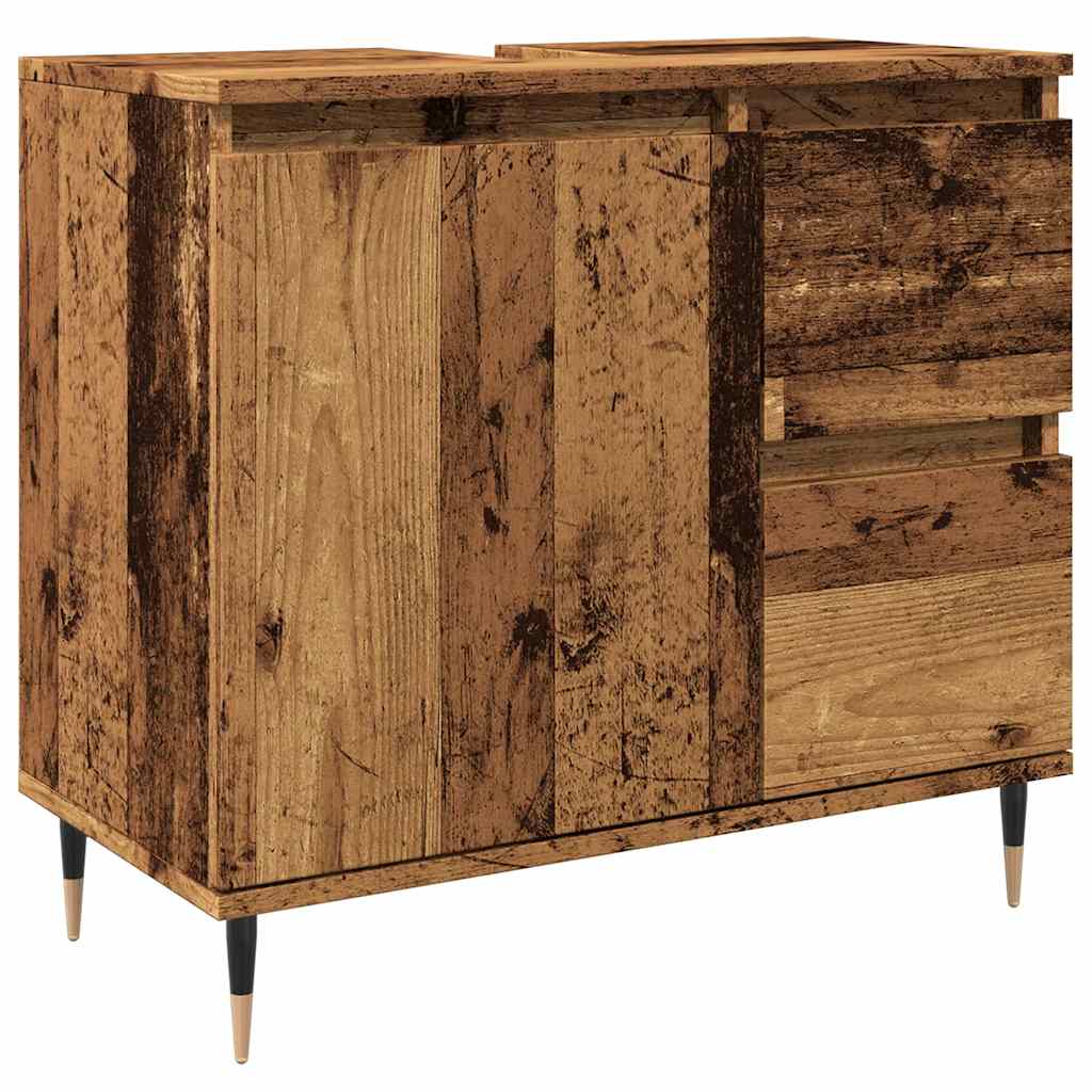 vidaXL Bathroom Cabinet Old Wood 65x33x60 cm Engineered Wood 2