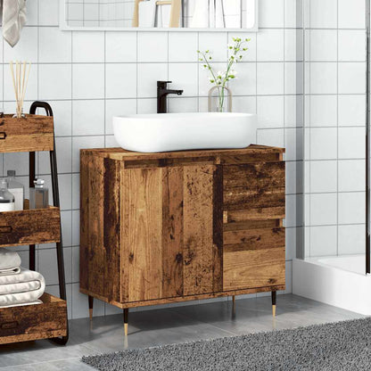 vidaXL Bathroom Cabinet Old Wood 65x33x60 cm Engineered Wood 3