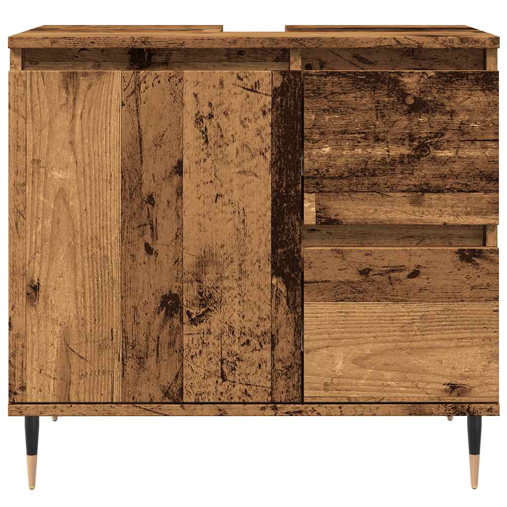 vidaXL Bathroom Cabinet Old Wood 65x33x60 cm Engineered Wood 4
