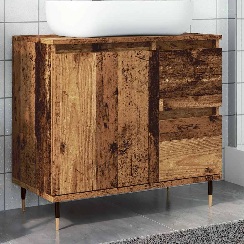 vidaXL Bathroom Cabinet Old Wood 65x33x60 cm Engineered Wood 1