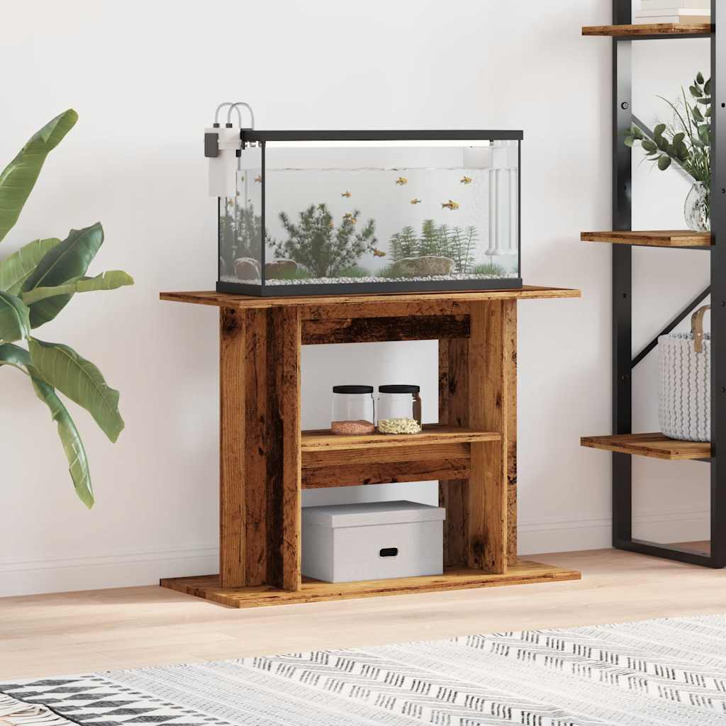 vidaXL Aquarium Stand Old Wood 80x35x60 cm Engineered Wood 1