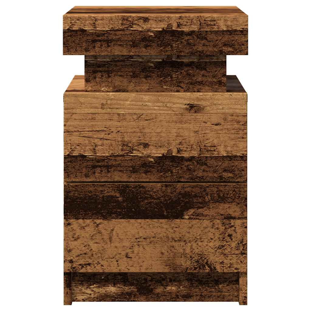 vidaXL Bedside Cabinet with LED Old Wood 35x39x55 cm Engineered Wood 5