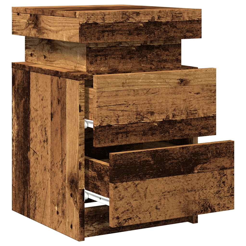 vidaXL Bedside Cabinet with LED Old Wood 35x39x55 cm Engineered Wood 6