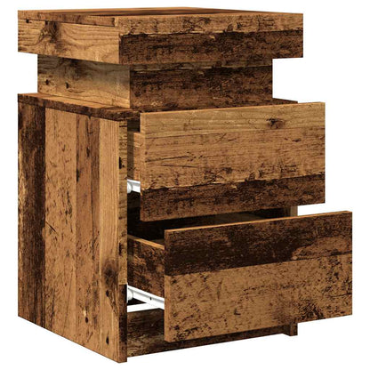vidaXL Bedside Cabinet with LED Old Wood 35x39x55 cm Engineered Wood 6